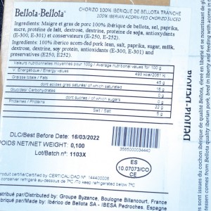 Chorizo Bellota 100g  Espagnole