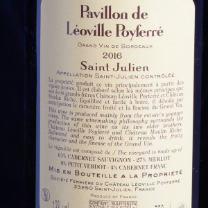 Vin rouge Saint-Julien 2016 Pavillon de Léoville Poyferré 75cl  Vins rouges