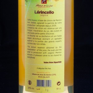 Liqueur Lérincello 50cl Abbaye de Lérins 24%  Liqueurs et crèmes