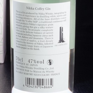 Gin Japonais Nikka Coffey Grain 47% 70cl  Gins classiques
