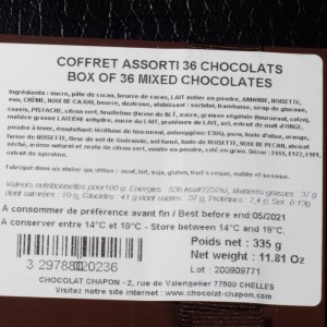 Coffret assorti 36 chocolats Chapon 345g  Bonbons chocolat