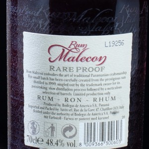 Rhum Panaméen Rare proof Malecon 48,4% 70cl  Panama