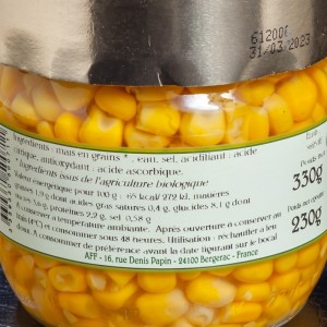 Maïs doux en grain bio Atelier Turenne 230g  Conserve de légumes