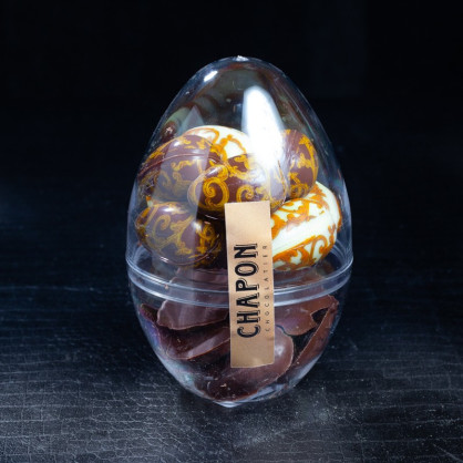 Œuf 14cm cristal Haussmann blanc/lait Chapon 150g