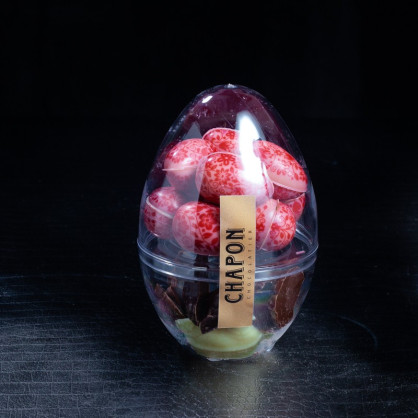 Œuf 14cm cristal fleur rose Chapon 150g