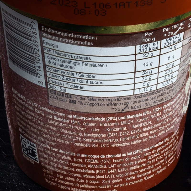 Glace en pot amande Magnum 440ml  Glaces en pots