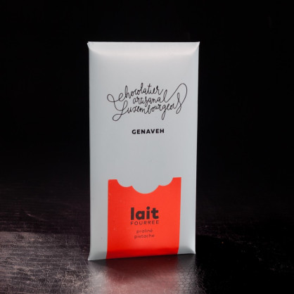 Tablette chocolat lait praliné pistache 100g Genaveh  Tablettes de chocolat