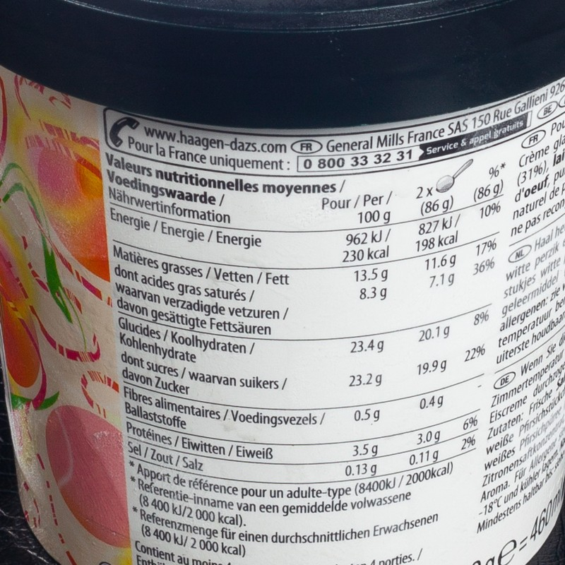 Glace en pot pêche blanche & framboise 460ml Häagen-Dazs