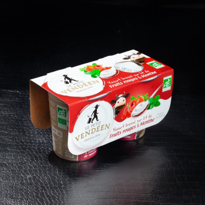 Yaourt brassé fruits rouges & menthe bio Le Petit Vendéen 2x125g