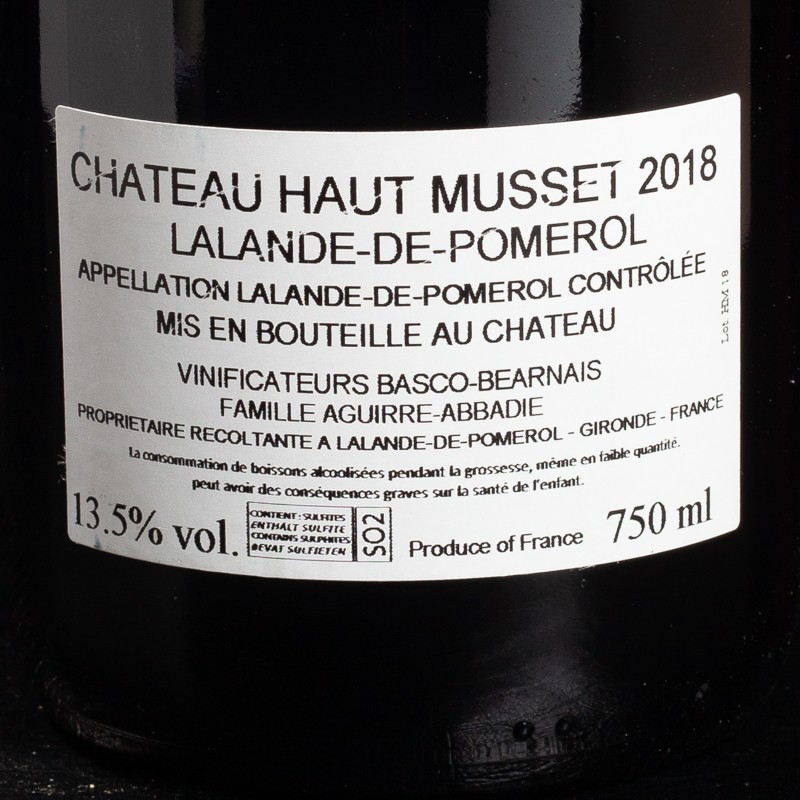 Vin rouge Lalande-de-Pomerol 2018 Château Haut Musset 75cl