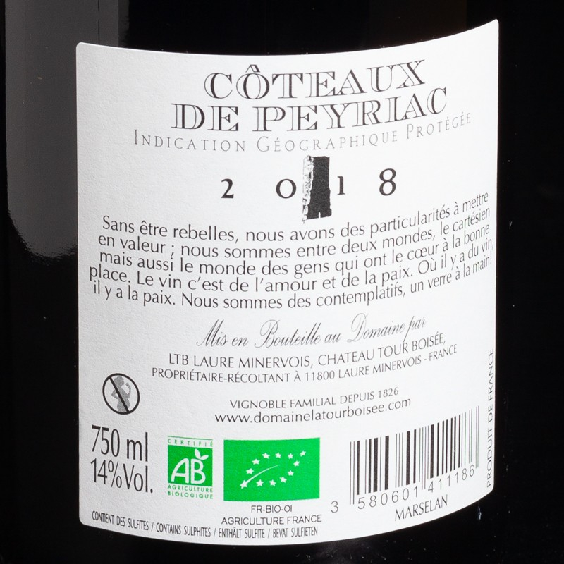 Marselan 2018 Bel Serrat 75CL Domaine Tour Boisée  Vins rouges
