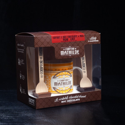Coffret 2 hot chocolate avec mug 2x30g Le Comptoir de Mathilde  Préparation chocolat chaud