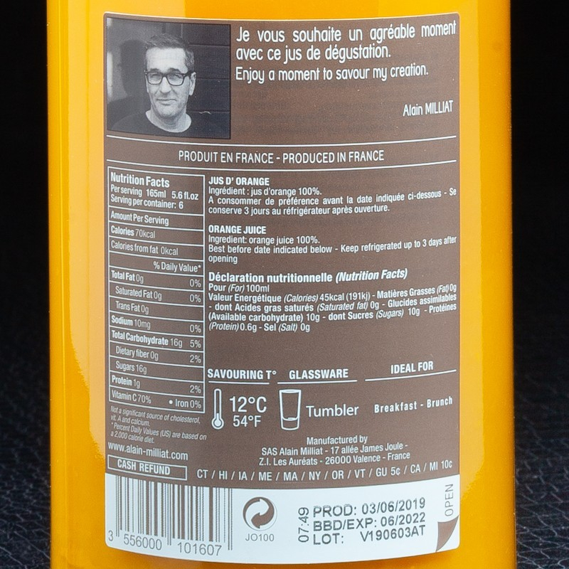 Jus d'orange Sicile 1L Alain Milliat  Jus de fruits