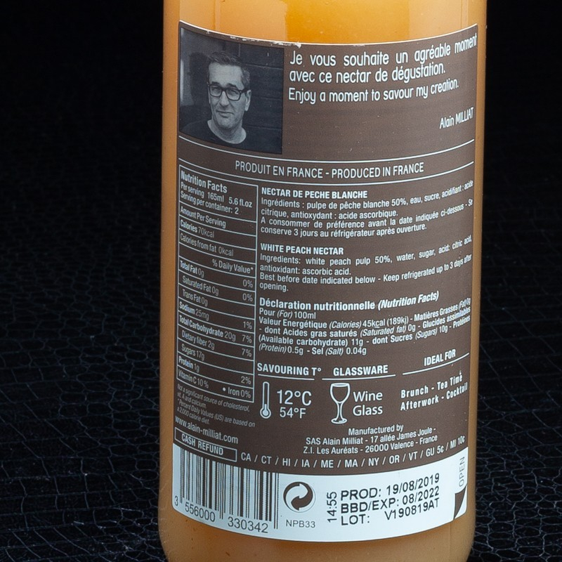 Nectar de pêche jaune 33cl Alain Milliat  Jus de fruits