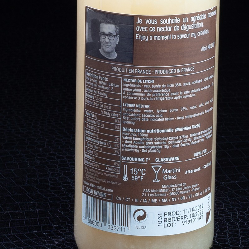 Nectar de litchi 33cl Alain Milliat  Jus de fruits