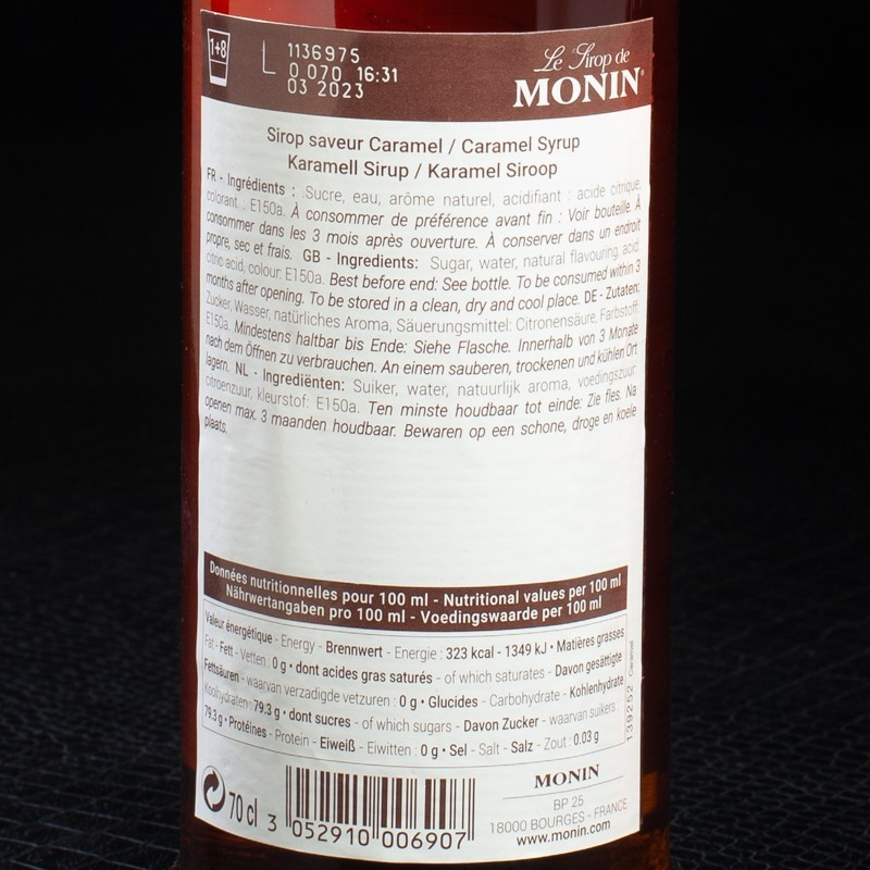 Sirop caramel 70cl Monin  Sirops