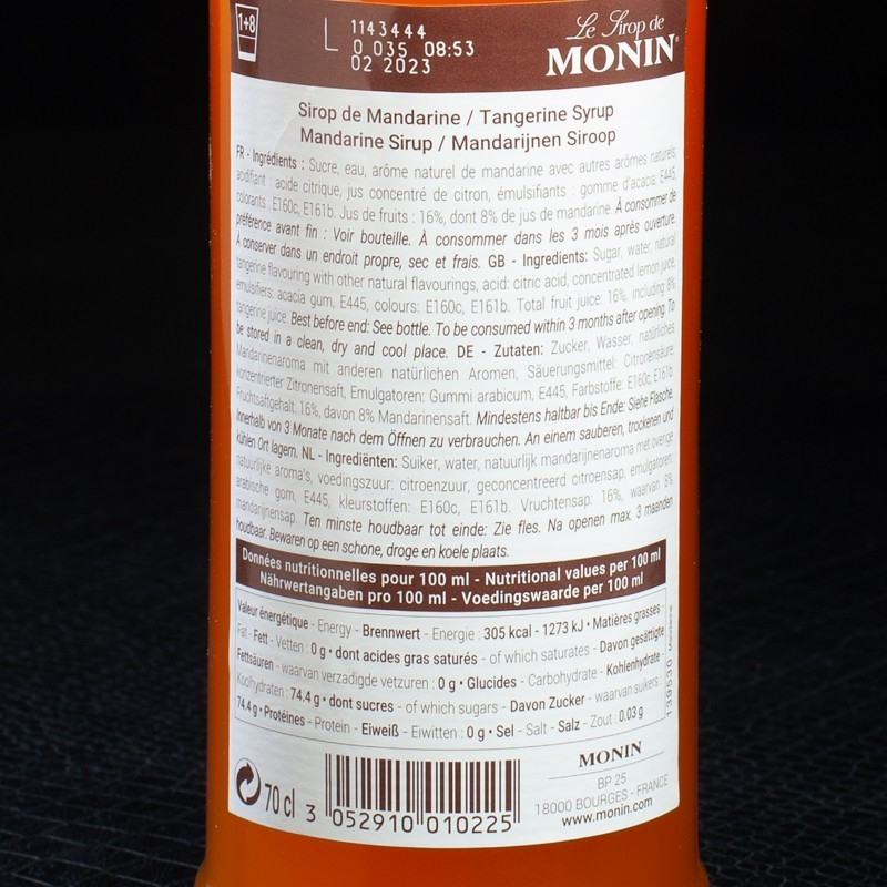 Sirop mandarine 70cl Monin  Sirops