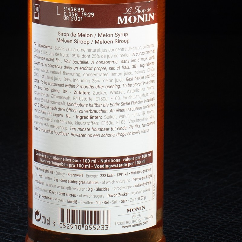 Sirop melon 70cl Monin  Sirops