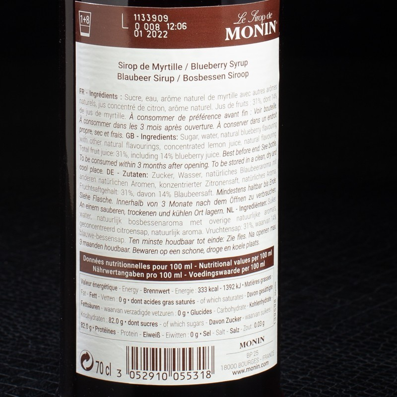 Sirop myrtille 70cl Monin  Sirops