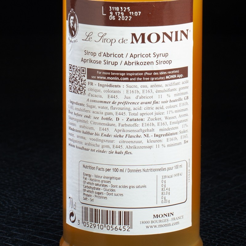 Sirop abricot 70cl Monin  Sirops