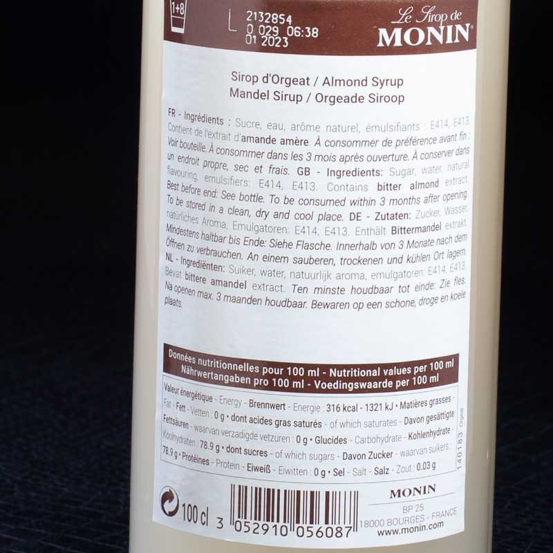 Sirop orgeat 1L Monin  Sirops