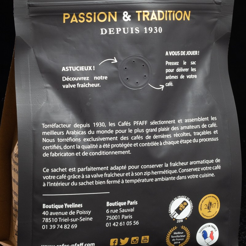 Grain décaféiné sans solvant café grains 250g Pfaff  Grains
