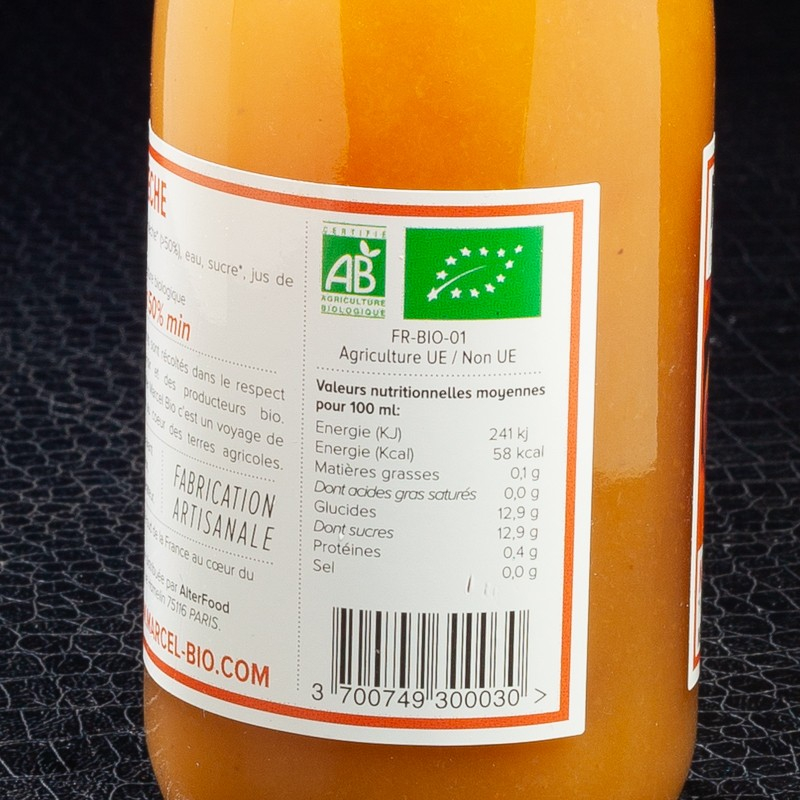 Nectar de pêche 25cl Marcel Bio  Jus de fruits