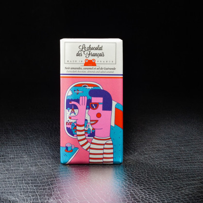 Chocolat noir 56% amandes caramel sel de Guérande 80g Le Chocolat des Français  Tablettes de chocolat