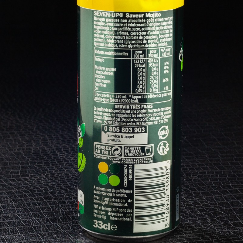 7 Up mojito 33cl  Boissons gazeuses