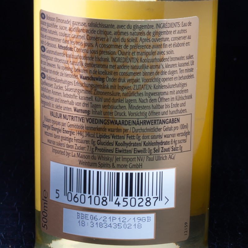 Ginger ale prenium 50cl Fever Tree  Limonades, limes et tonics