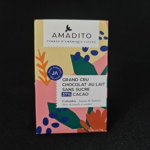Tablette chocolat lait 37% cacao Colombie Amadito 70g  Tablettes de chocolat