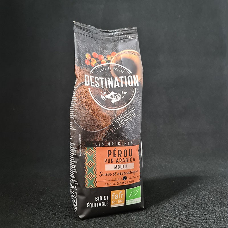 Café moulu Pérou bio Destination 250g  En grain et moulu