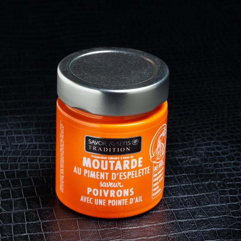 Moutarde piment d'Espelette, poivrons, ail Savor&Sens 130gr  Moutarde