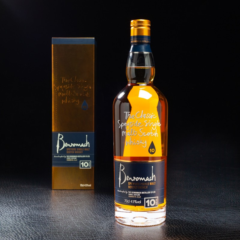 Whisky Ecossais Single Malt Speyside Benromach 10 years old 43° 70cl avec coffret  Single malt