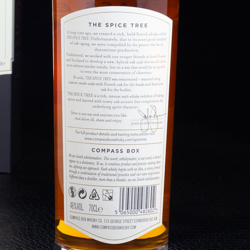 Whisky Ecossais Blended Malt Compass Box Spice Tree 46% 70cl avec coffret  Cave à whiskies