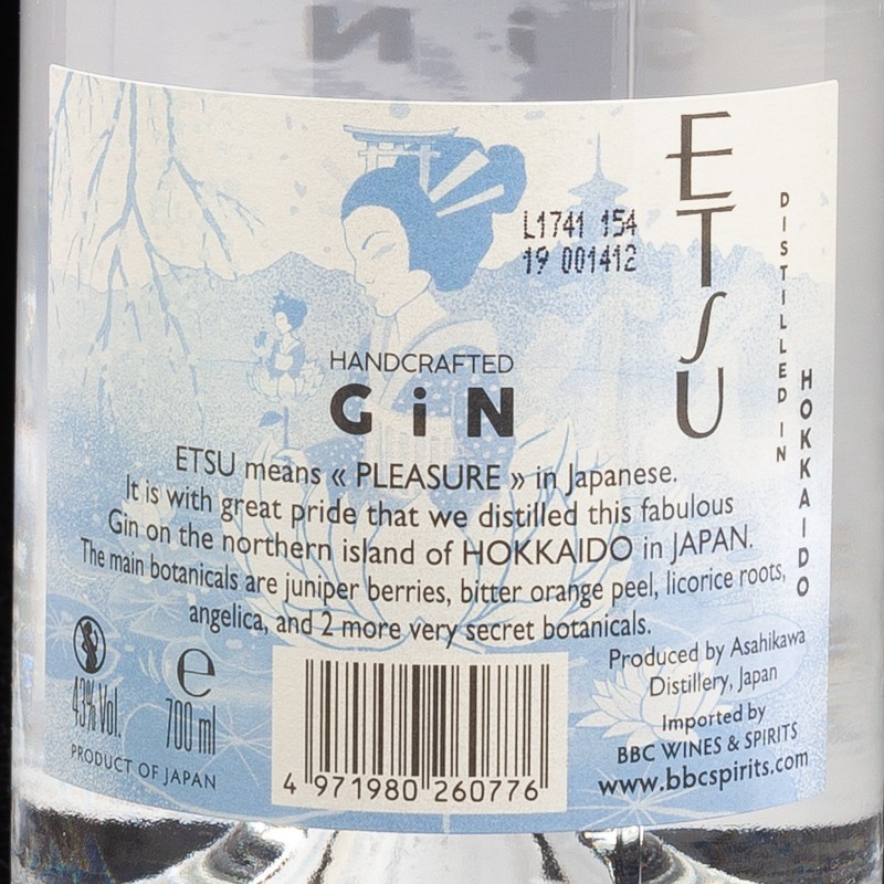 Gin L'Île du Japon Etsu 43% 70cl  Gins classiques