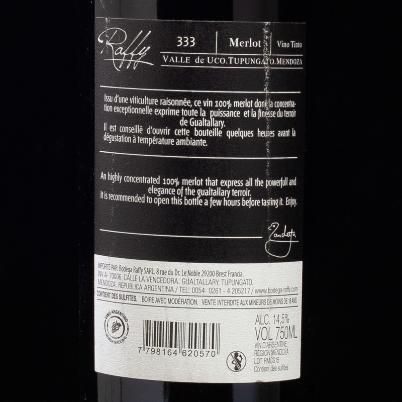 Vin Rouge 333 2017 Raffy 75cl  Vins rouges