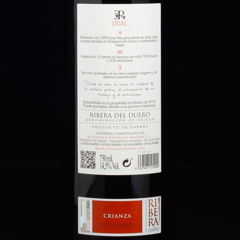 NPT - Vin rouge Erial 2017 Ribera Del Duero 75cl  Accueil