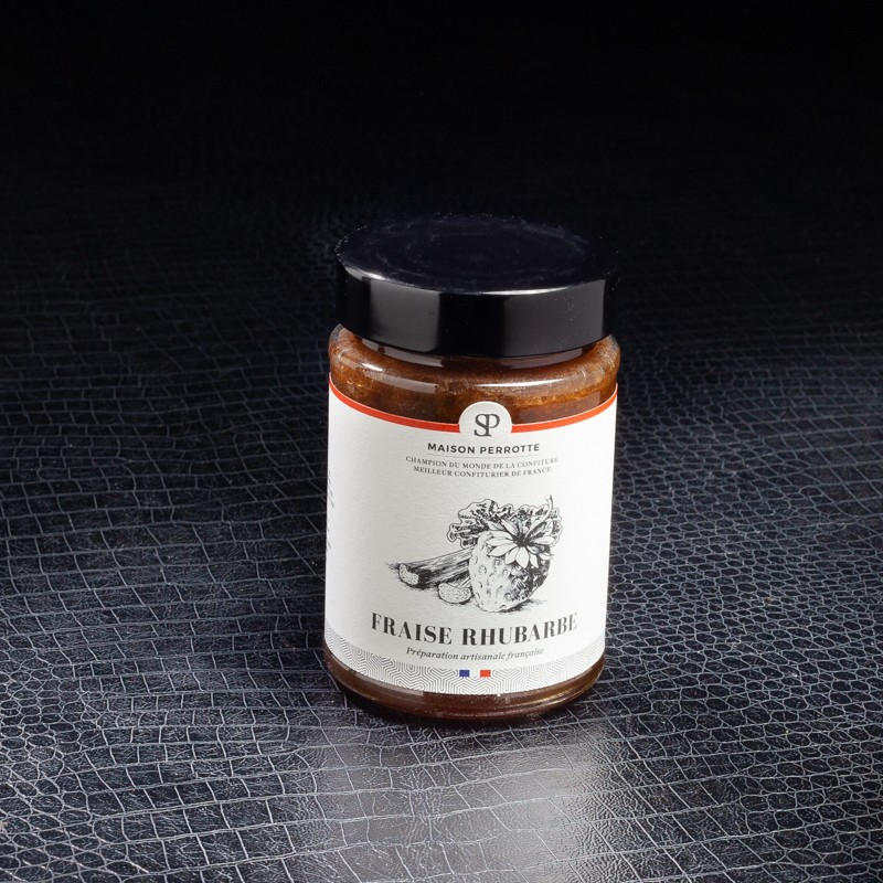 Confiture fraise rhubarbe 220g Maison Perrotte  Confitures