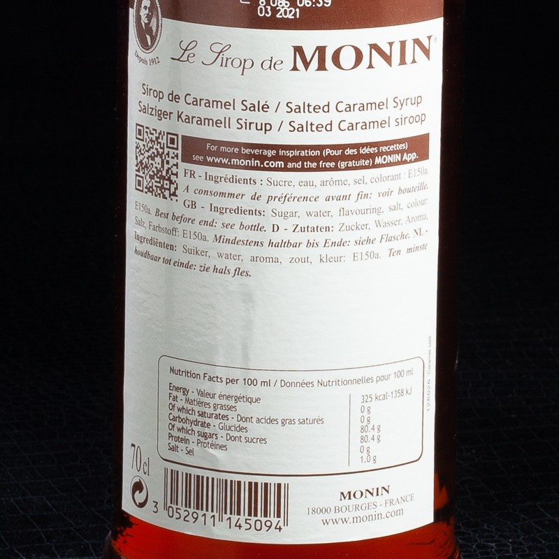 Sirop caramel salé 70cl Monin  Sirops