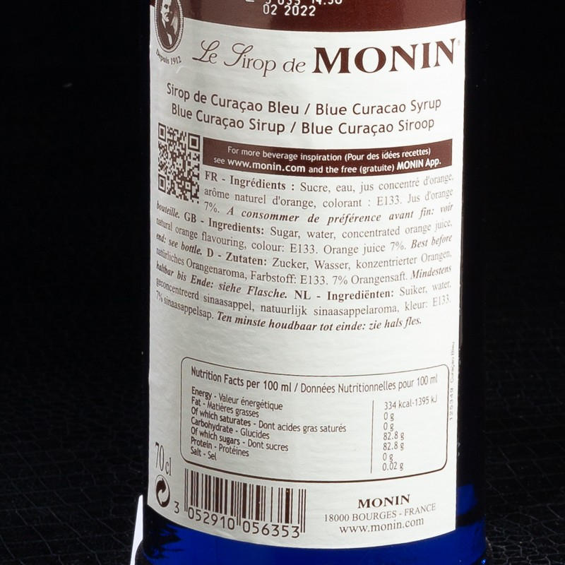 Sirop curaçao blue Monin 25cl  Sirops