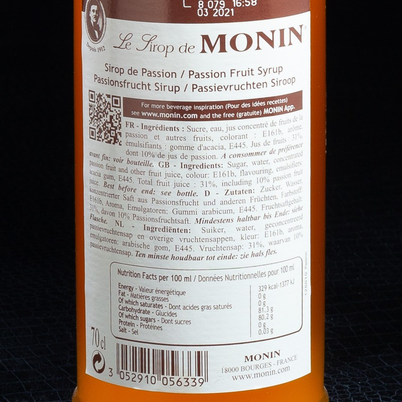 Sirop fruits de la passion 70cl Monin  Sirops