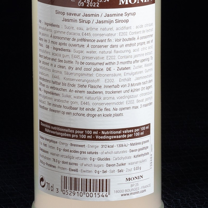 Sirop jasmin 70cl Monin  Sirops