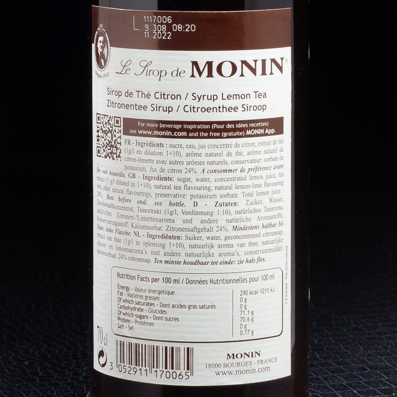 NPT - Sirop lemon tea Monin 70cl  Accueil