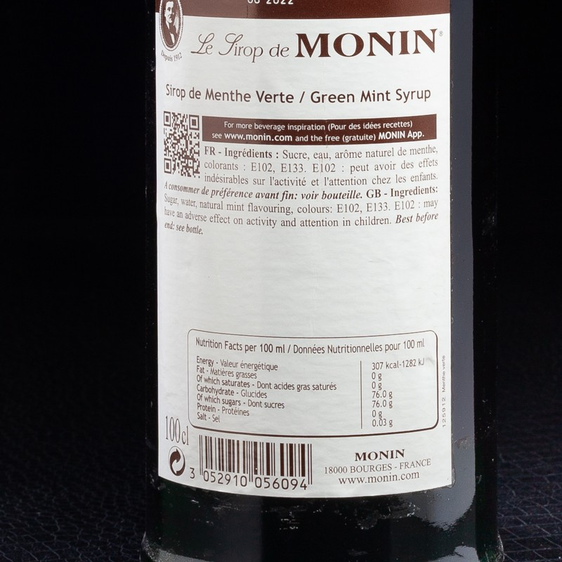 Sirop menthe verte 1L Monin  Sirops