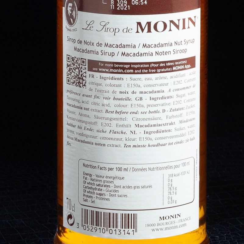 NPT - Sirop noix de macadamia Monin 70cl  Accueil