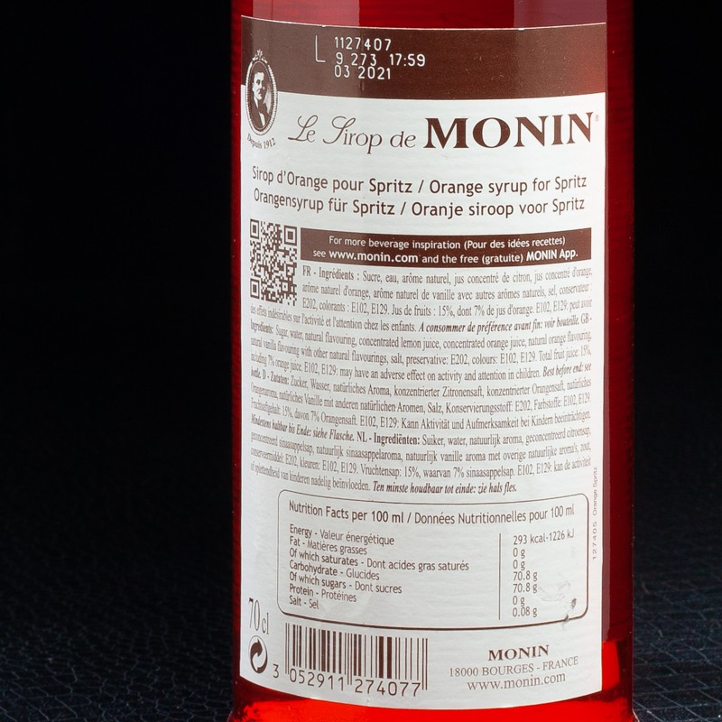 Sirop orange spritz 70cl Monin  Sirops