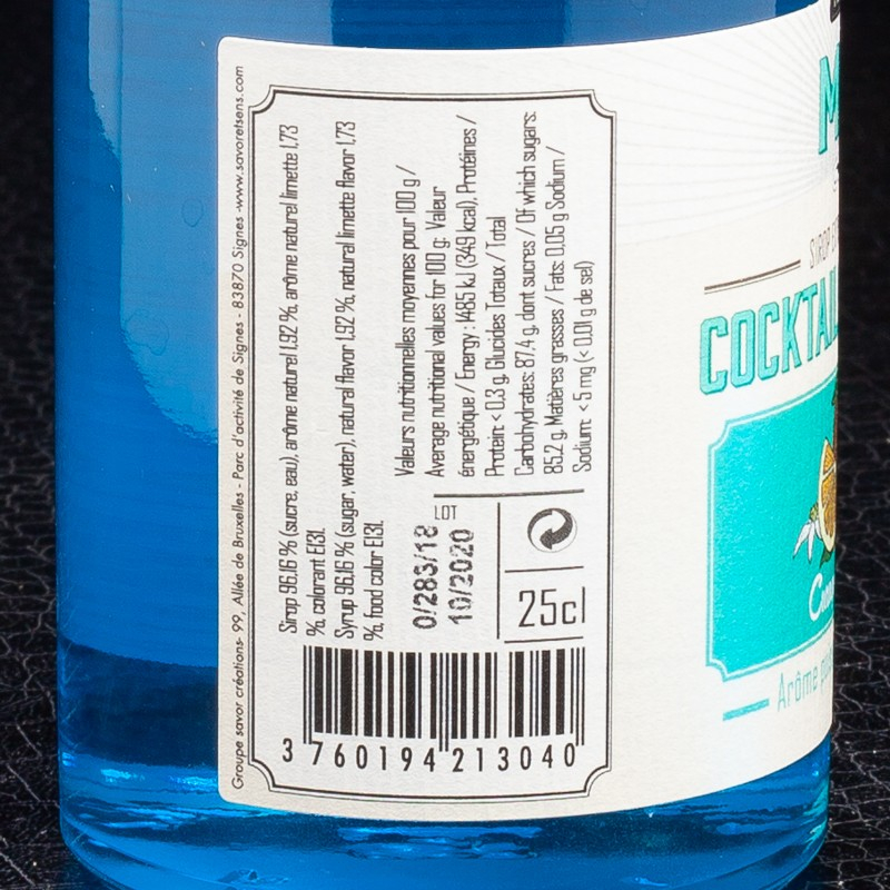 NPT - Sirop topping curaçao citron lime Savor&Sens 25cl  Accueil