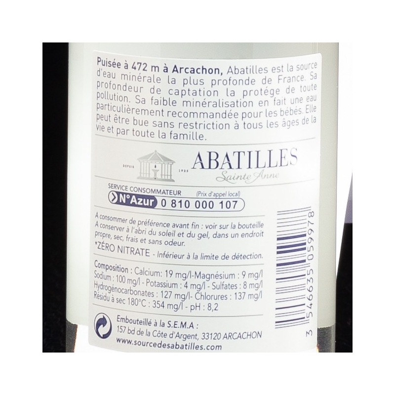 Eau plate 33cl Abatilles  Eaux plates