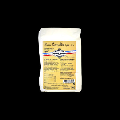 Farine de blé complète T150 1kg Moulin de Versailles  Farines, sucres et aides à la pâtisserie